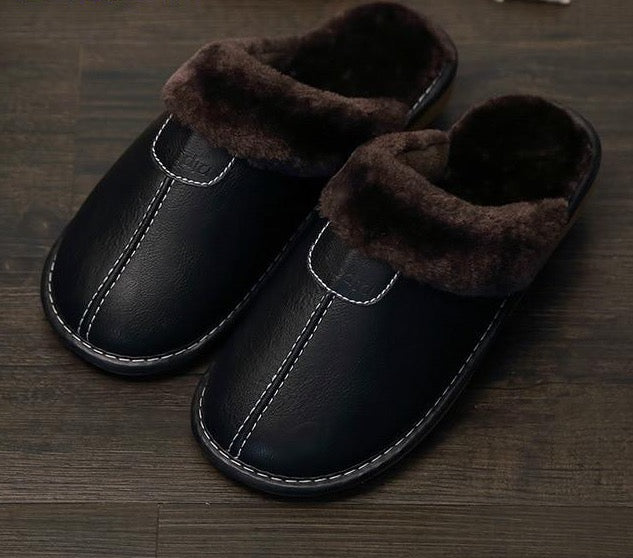 Women Warm Leather Slippers
