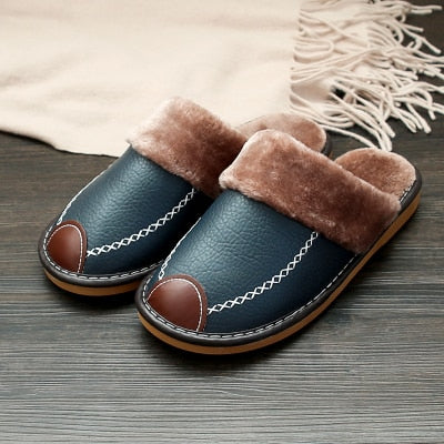 Women Warm Leather Slippers