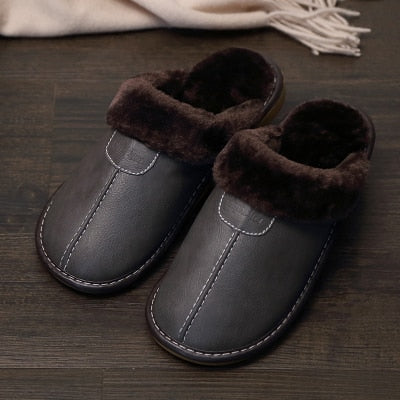 Women Warm Leather Slippers