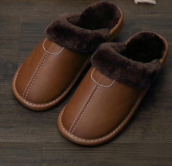 Women Warm Leather Slippers