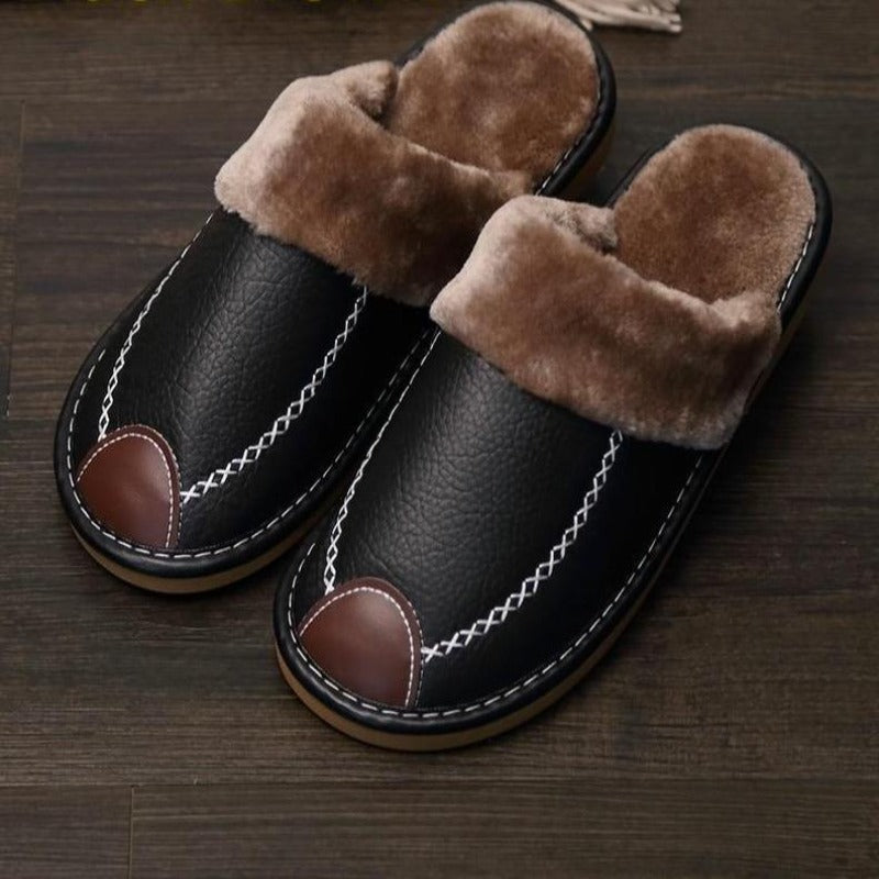 Women Warm Leather Slippers