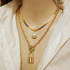 Trendy Link Chain Pearl &amp; Lock Necklace