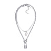 Trendy Link Chain Pearl &amp; Lock Necklace