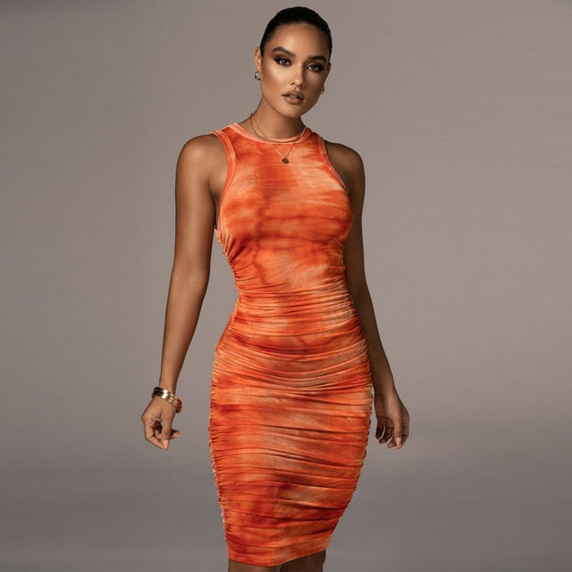 Sleeveless Printed Body-con