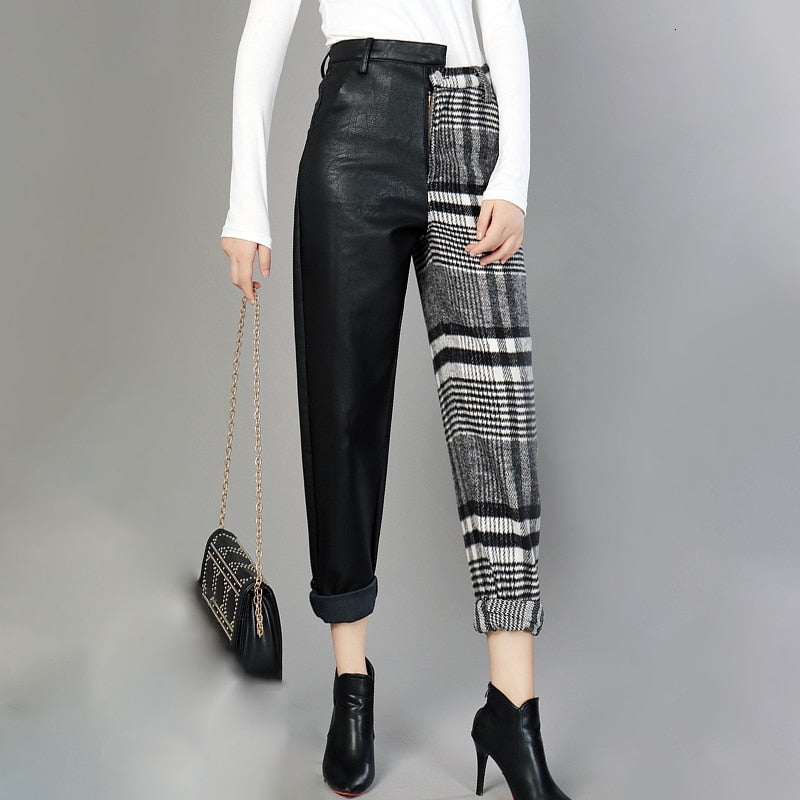 Asymmetrical High Waist Wool Pants