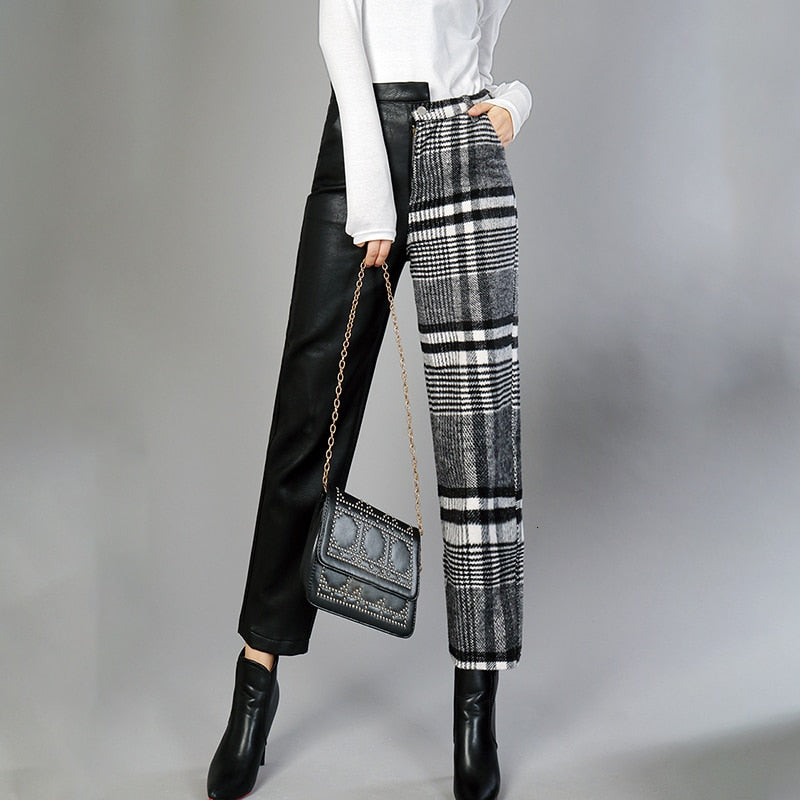 Asymmetrical High Waist Wool Pants
