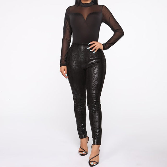 Warm High Waist Snake Print Leggings
