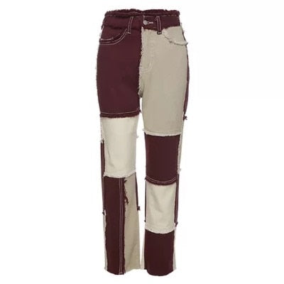 Patchwork High waist Hip Hop Jeans