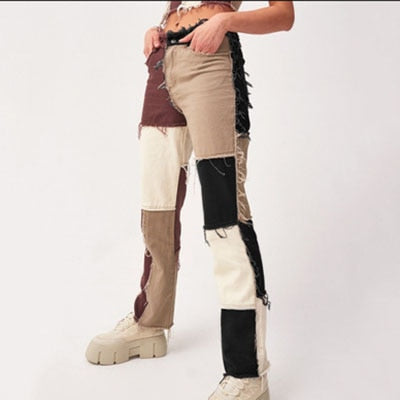Patchwork High waist Hip Hop Jeans